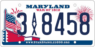 MD license plate 3AX8458