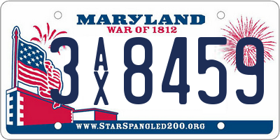 MD license plate 3AX8459