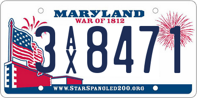 MD license plate 3AX8471