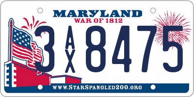 MD license plate 3AX8475