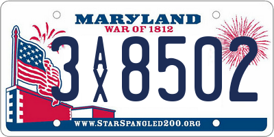 MD license plate 3AX8502