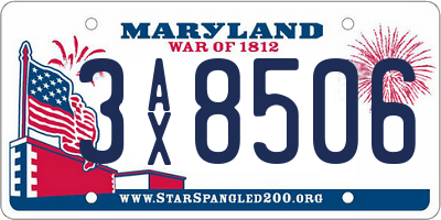 MD license plate 3AX8506