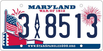 MD license plate 3AX8513