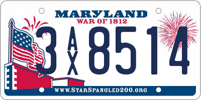 MD license plate 3AX8514