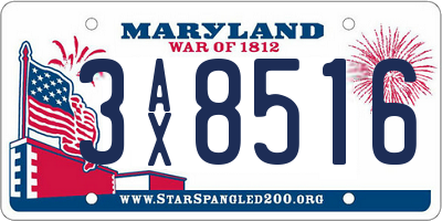 MD license plate 3AX8516