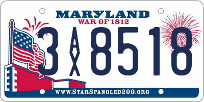 MD license plate 3AX8518