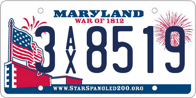MD license plate 3AX8519