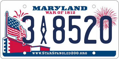 MD license plate 3AX8520