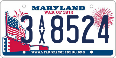 MD license plate 3AX8524