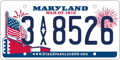 MD license plate 3AX8526