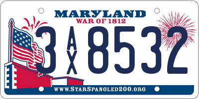 MD license plate 3AX8532