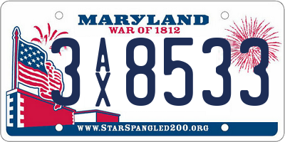 MD license plate 3AX8533