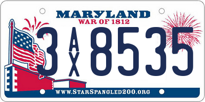 MD license plate 3AX8535