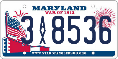 MD license plate 3AX8536