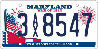 MD license plate 3AX8547