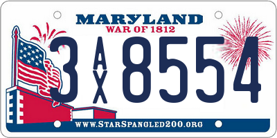 MD license plate 3AX8554