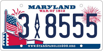MD license plate 3AX8555