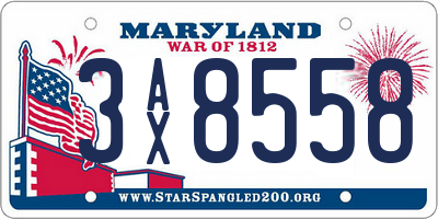 MD license plate 3AX8558