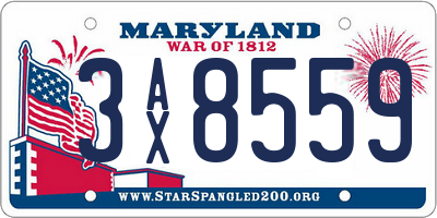 MD license plate 3AX8559
