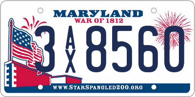 MD license plate 3AX8560