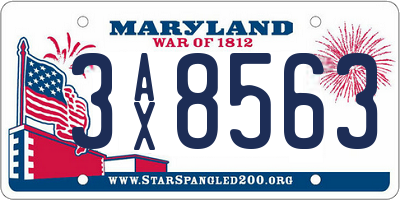 MD license plate 3AX8563