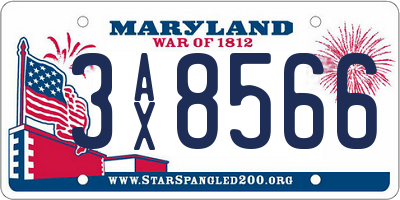 MD license plate 3AX8566