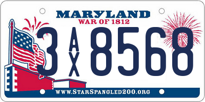 MD license plate 3AX8568
