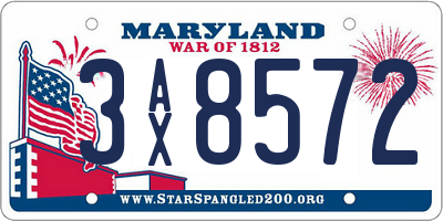 MD license plate 3AX8572