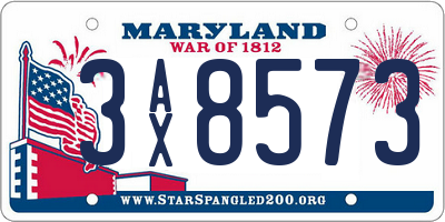 MD license plate 3AX8573