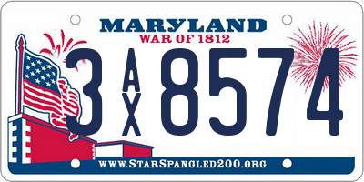 MD license plate 3AX8574