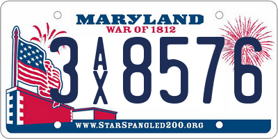 MD license plate 3AX8576