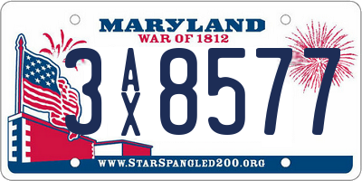 MD license plate 3AX8577