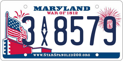 MD license plate 3AX8579