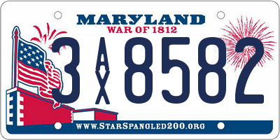 MD license plate 3AX8582