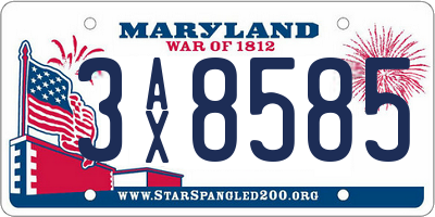 MD license plate 3AX8585