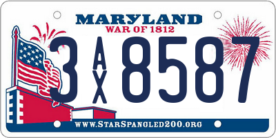 MD license plate 3AX8587