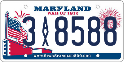 MD license plate 3AX8588