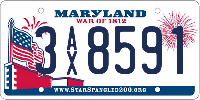 MD license plate 3AX8591