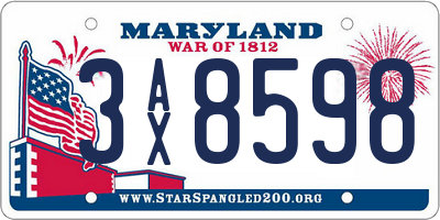 MD license plate 3AX8598
