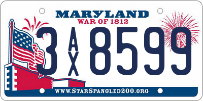 MD license plate 3AX8599
