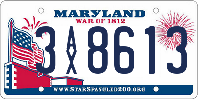 MD license plate 3AX8613