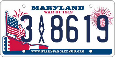 MD license plate 3AX8619