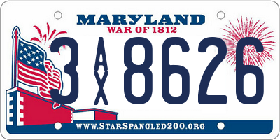 MD license plate 3AX8626