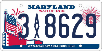 MD license plate 3AX8629