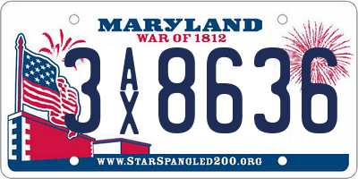 MD license plate 3AX8636