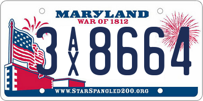 MD license plate 3AX8664