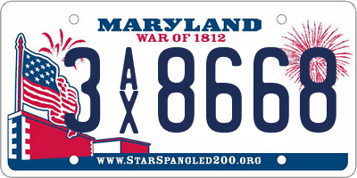 MD license plate 3AX8668