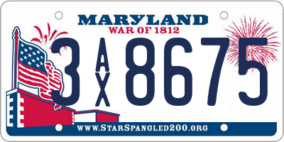 MD license plate 3AX8675