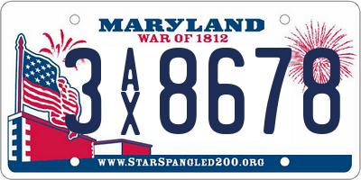 MD license plate 3AX8678