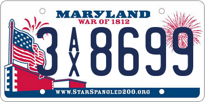 MD license plate 3AX8699